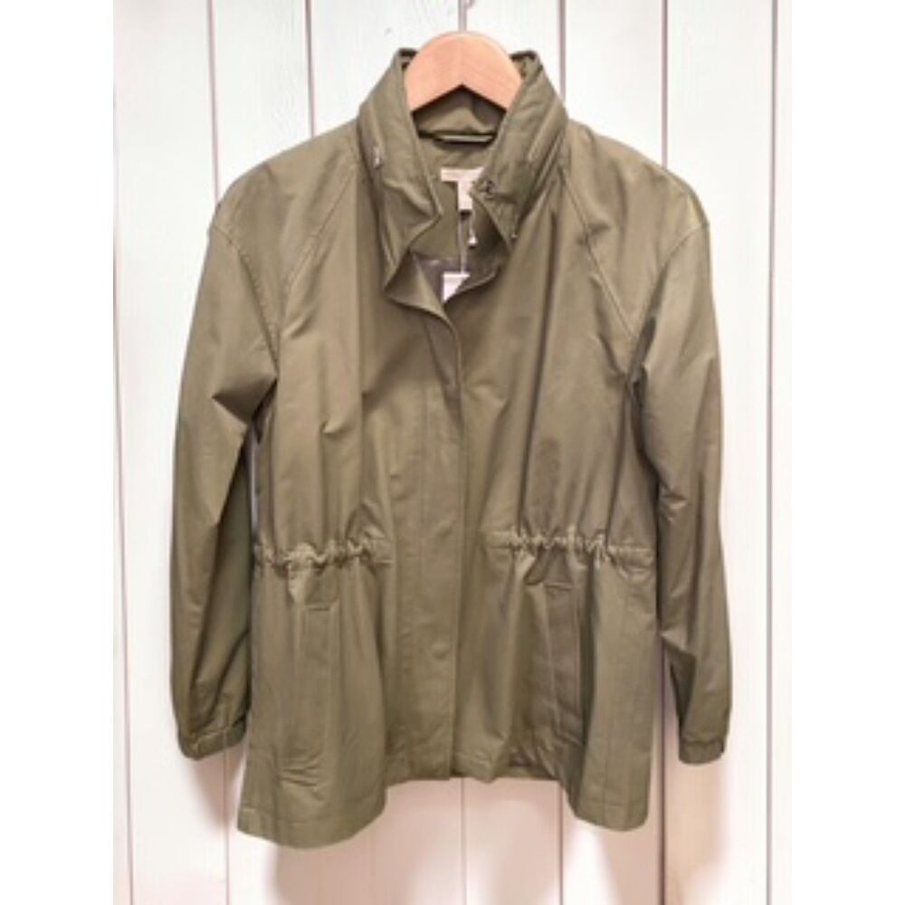 NWT Eileen Fisher Olive Green Organic Cotton Drawstring Waist Jacket Size S/P